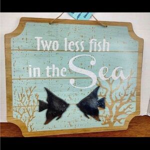 Shore Living "Two less Fish in the Sea" Sea Side Cottage Beach Wood Wall Décor